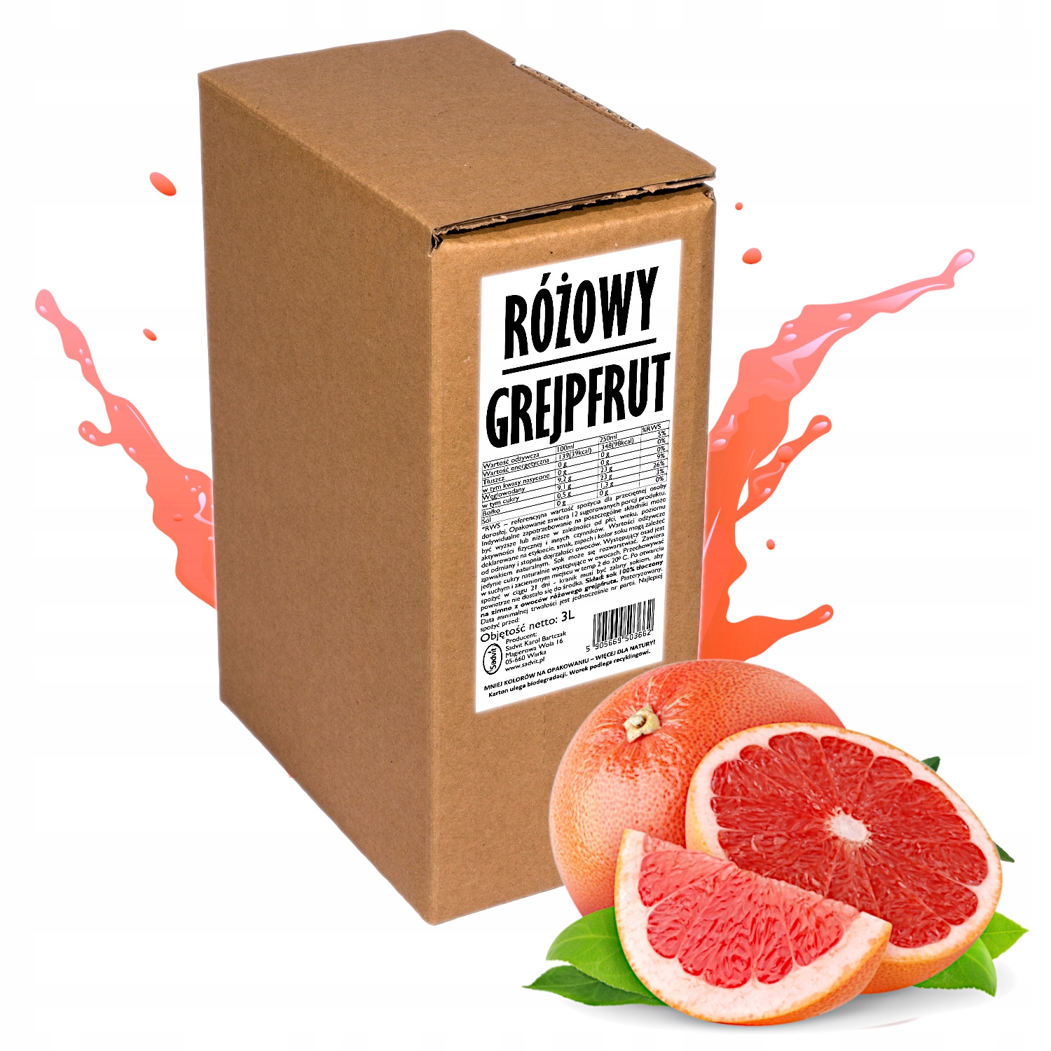 Grapefruitová šťava NFC, 3 L, Sadvit