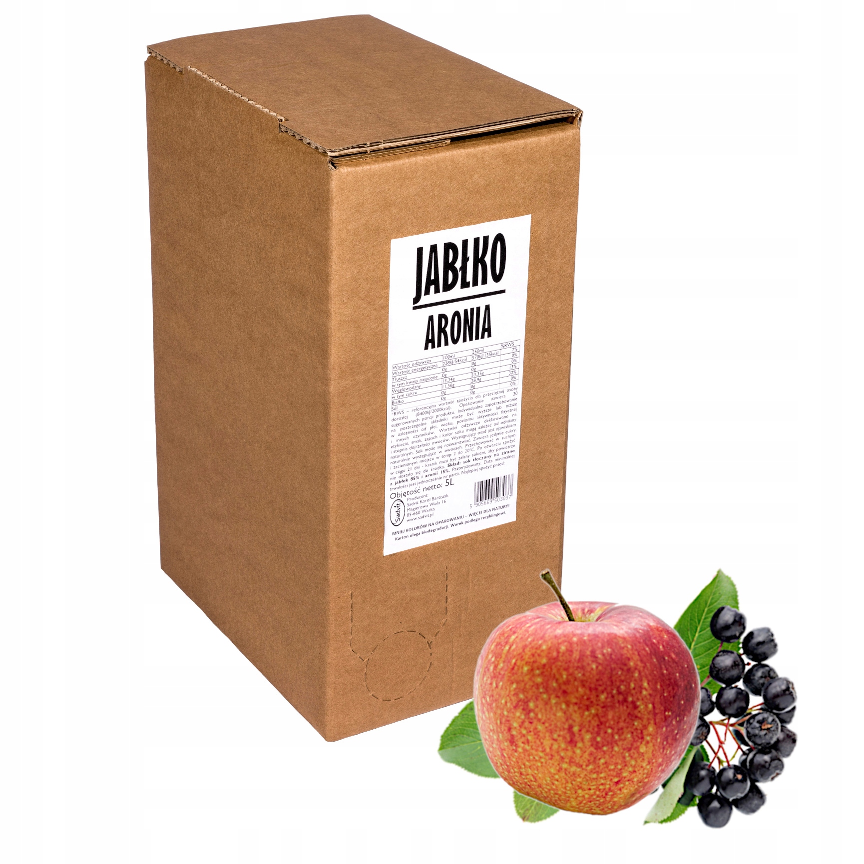 Šťava Jablko-Aronia 100% 5L, Sadvit